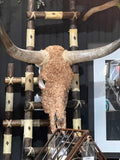 Reflective Fireglass Embellished Steer Skulls - LOREC Ranch Home Furnishings
