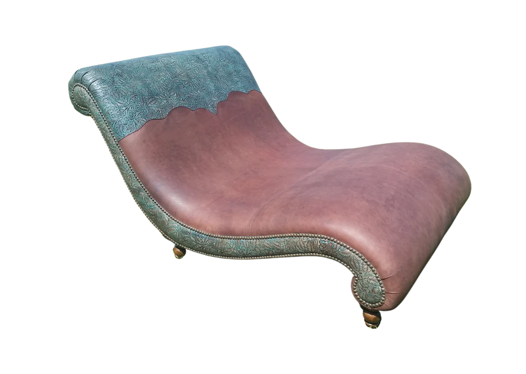 The Ultimate Relaxation: Autumn Turquoise and Leather Double Chaise Lounge