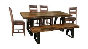 Riviera Dining Table, 4 Upholstered Seat Chairs & Dining Bench