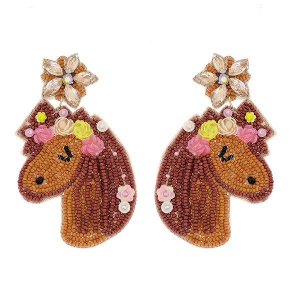 Jeweled Horseshoe Equestrian Beaded Earrings