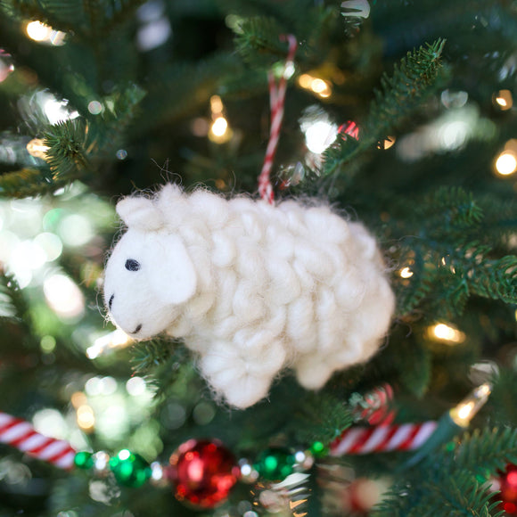 Sheep Felt Wool Christmas Ornament