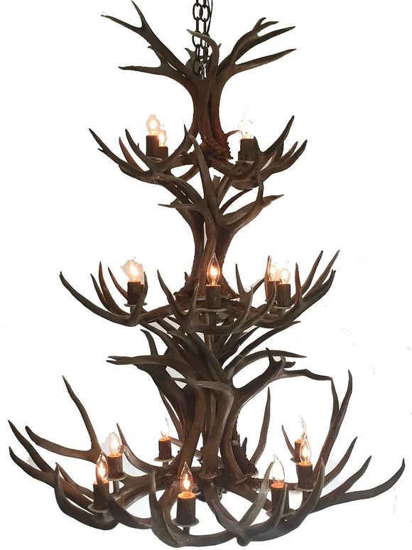 3 Tier 15 Light Chandelier White Tail