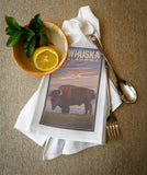 ORGANIC TEA TOWEL Pawhuska, Oklahoma, Buffalo & Sunset