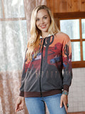 American Bling Women Sunset Desert Print Full Zip Jacket AB-H3013