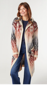 CC Cowichan Long Hooded Aztec Cardigan