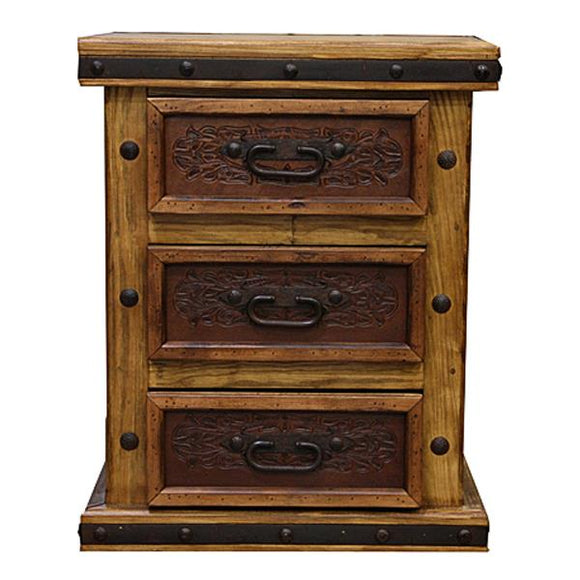 LMT Drawer Nightstand W/Tooled Leather