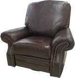 Rowan Swivel Glider Recliner With Palio Grey Leather Nailhead #2 And Cuttop Tr-21 Legs