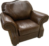 Rowan Swivel Glider Recliner With Cora Pecan Leather And Dark Brindle Hide Nailhead #13 And Cuttop Tr-21 Legs