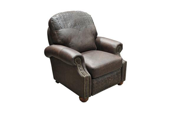 Rexford Push Back Recliner-Eugene Espresso With Designer Celine Truffle