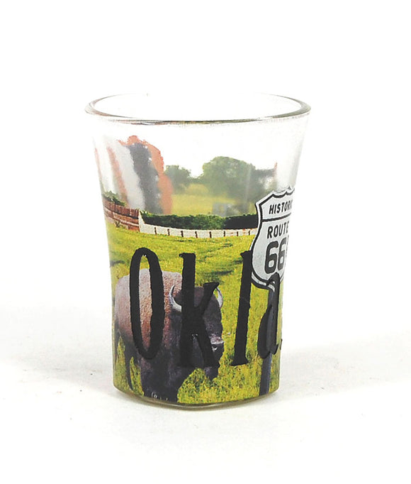 Oklahoma Color Etched Shot Glass