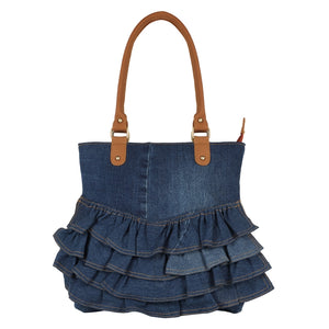 Abby Denim Frill Shoulder Bag