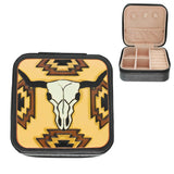 Rustic Western Steer head Leather Travel Jewelry Box