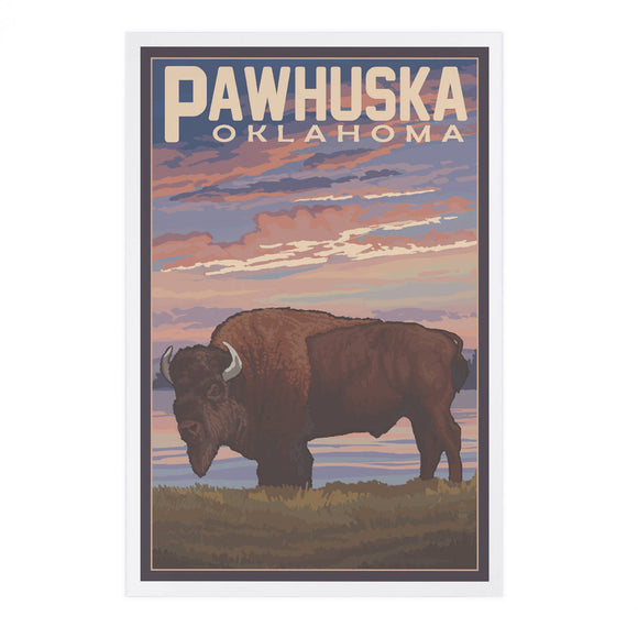 PREMIUM POSTCARDS Pawhuska, Oklahoma, Buffalo & Sunset