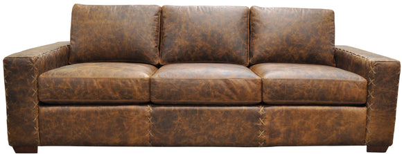 3 SEAT BRECKENRIDGE SOFA IN ROWDY BISON LEATHER TAN