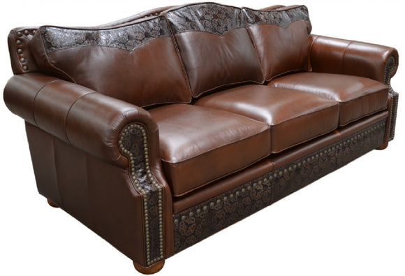 Stetson Loveseat W/ Tooling And Buffalo Hide