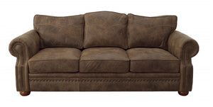 Stetson 3 Seat Sofa Grade 5 W/ Sleeper In Old World Saddle And Union Stampede