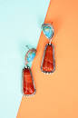 Orange and Turquoise Marbled Gallup Earrings