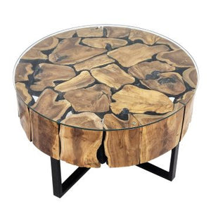 Teak Root Round Coffee Table Stacked