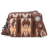 WG2207-3003 Wrangler Aztec Printed Crossbody Purse With Wallet Compartment