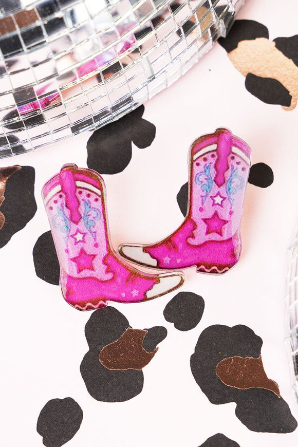 PINK HOLLY HILLS COWGIRL BOOT EARRINGS