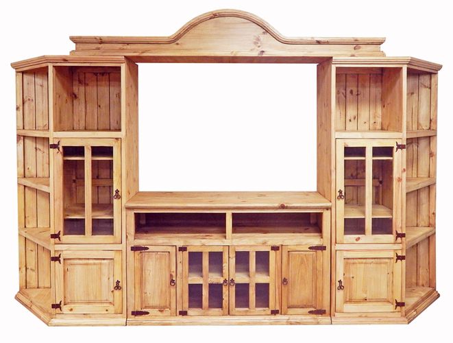 Four Piece Wall Entertainment Center with Component - LOREC Ranch Home Furnishings