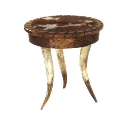 Horn Collection End Table (Round) - LOREC Ranch Home Furnishings