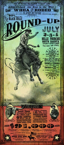 Official 2011 Belle Fourche Black Hills Round-Up Rodeo Poster Print w/Wooden Frame & Glass