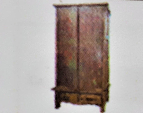 Antiqued Armoire With Two Drawers On Bottom.