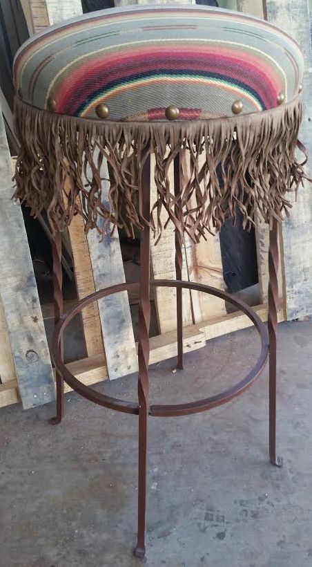 Iron Barstool With Fabric W/ Fringe