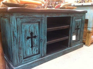 Tv Stand W/ Two Doors And Crosses W/ Shelves