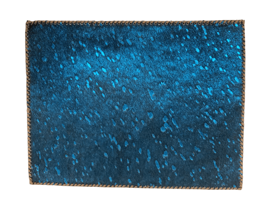 Acid Wash Cowhide Placemat - Sapphire Blue
