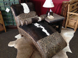 Cowhide and Tooled Leather Chaise Lounge - LOREC Ranch Home Furnishings