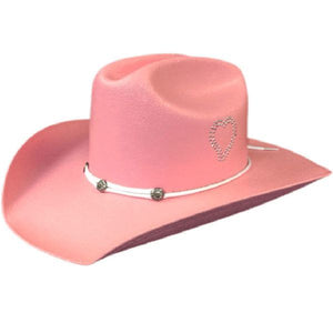 Lar Ke P2H Pink Cowgirl Hat W/ 2 Hearts On Crown