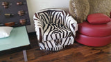 Club Swivel Chair With Zebra Stamped Leather