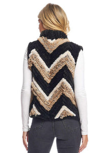 Ultra Faux Fur Knitted Multi Tone Vest