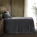 Country Dark Slate Faux Silk Velvet Bed Spread