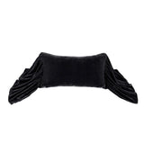 Black Faux Silk Velvet Long Ruffled Pillow