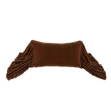 Copper Brown Faux Silk Velvet Long Ruffled Pillow