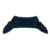 Midnight Blue Faux Silk Velvet Long Ruffled Pillow