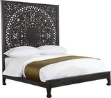 Cornwall Carved Panel King Bed (Antique Black Headboard)