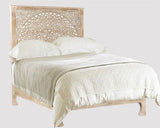 Cornwall Carved Panel King Bed (Sand White Headboard)