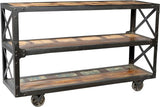 Asheville Iron Frame Bookcase Recycled Multicolor Wood & Matte Black