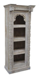 Bookcase Carve Old Panel Dark Gray Wash