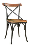 Ashevielle Cross Clack Metal Chair Wood Seat & Back Multicolor Wood & Matte Black Legs