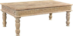 Cornwall Carved Teak Coffee Table Distressed Antique Black