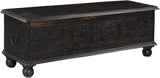 Burnell Carved Box Ottoman - LOREC Ranch Home Furnishings