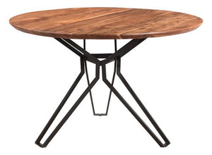 48" Round Wood Table With Gunmetal Legs