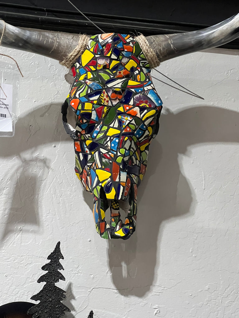 Talavera Embellished Steer Skulls - LOREC Ranch Home Furnishings