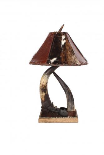 Horn Collection Table Lamp Double w/ Spur - LOREC Ranch Home Furnishings