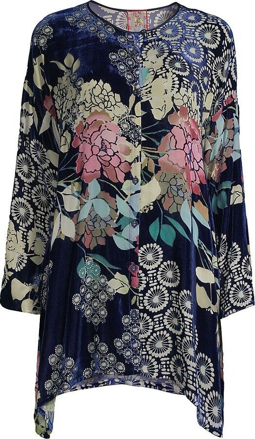 Silk/Velvet Floral Tunic By Johnny Was